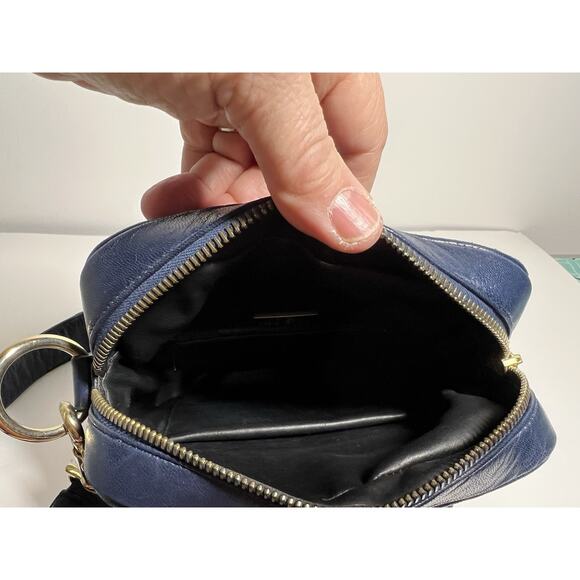 VTG I Magnin EUC Navy Blue SOFT Leather Rectangular Crossbody Purse Bag MINT - Picture 7 of 9